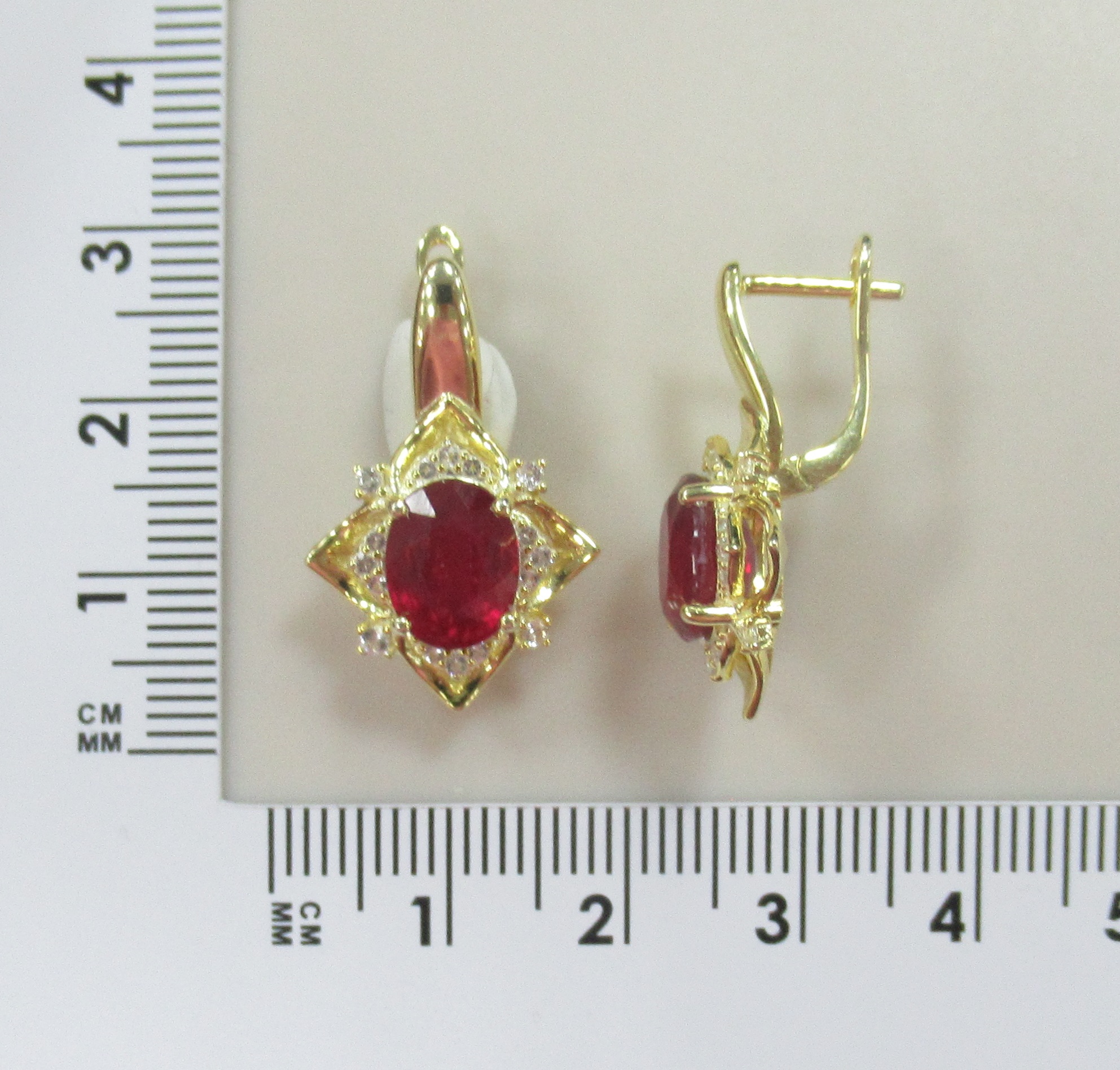 Серебряные серьги с рубинами